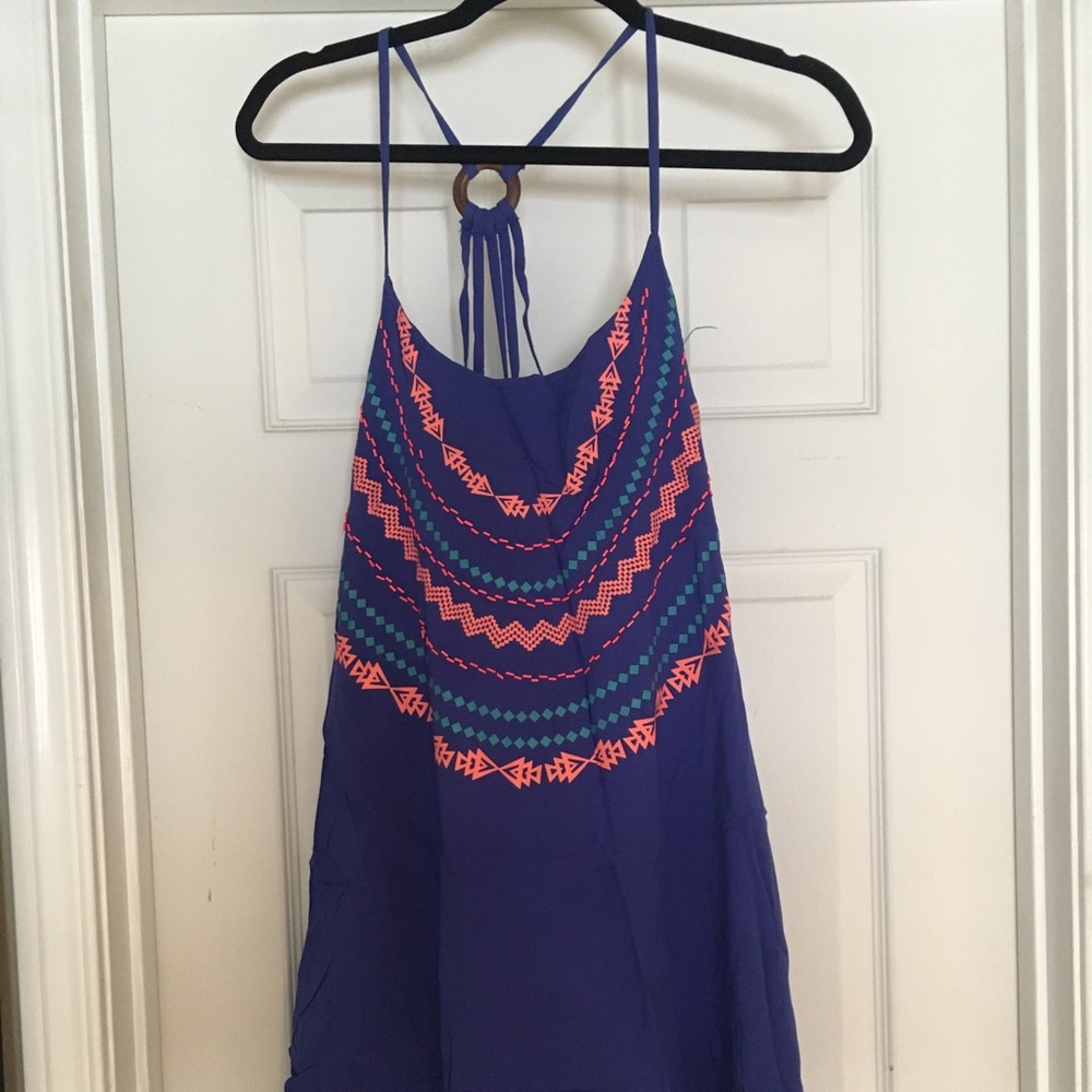 Blue flowy open back dress